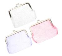 PACKOVE Monedero de PVC Transparente 3 Piezas Llavero y Purpurina, Bolso Pequeño para Mujer y Niñas, Versátil para Uso Diario y Actividades al Aire Libre