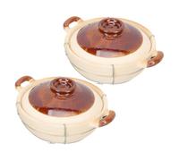 PACKOVE Olla de Barro con Mango Persona 0,5l, Cazuela de Arcilla Resistente al Calor para Cocina Casera, Apta para Horno, Adecuado para Arroz, Sopas y Guisos