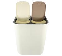 PACKOVE Papelera de Cocina de Doble Puerta Tapa, Cubo de Basura Presionable para Hogar y Baño, Contenedor de Residuos de Gran Capacidad, Diseño Compacto para Reciclaje Doméstico