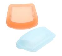 PACKOVE Pastillero de Silicona Reutilizable Pequeño 2 Piezas (50 Ml, Transparente Dorado y Azul) Cierre Resellable para Almacenamiento Seguro de Medicamentos de Viaje