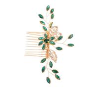 PACKOVE Peine de Pelo Vintage Verde con Cristales Brillantes Accesorio Nupcial con Clip Seguro para Novias y Damas Peineta Lateral Elegante para Boda y Eventos