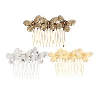 PACKOVE Peineta Vintage para Novia 3 Piezas Tamaño Medio Aleación Retro para Mujer Boda Fiesta Accesorio para Cabello Dorado, Plateado y Bronce