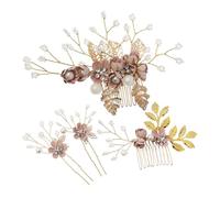 PACKOVE Peinetas de Flores Horquillas Cabello de Novia Peinetas Laterales Inserción de Perla Accesorios Cabello para Peinar Moños Adornos de Boda