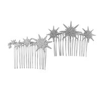 PACKOVE Peinetas Laterales de Metal para Mujer Gemas de Imitación, Set 2 Piezas Plateadas, Accesorios Cabello de Boda y Tocados de Novia, Peine para Niñas y Fiesta