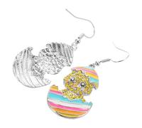 PACKOVE Pendientes de Pascua con Diseño de Pollito y Huevo Colgantes de Aleación Esmaltada Duradera Joyería Festiva y para Mujer Accesorios Únicos para
