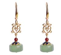 PACKOVE Pendientes Largos Vintage para Mujer Colgantes de Oreja de Jade Accesorios Elegantes para Fiestas y Uso Diario Diseño Chino Retro Colores Surtidos 1 Par