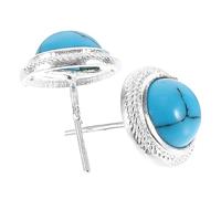 PACKOVE Pendientes Pequeños de Turquesa Azul para Mujer Joyería de Plata Ligera Diseño y Cómodo para Ocasiones Especiales