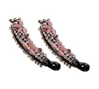 PACKOVE Pinzas De Plátano Cabello 2 Unidades Tamaño Mediano Cristales De Imitación Moradas Antideslizantes Para Mujeres Cabello Grueso Peinados Diarios