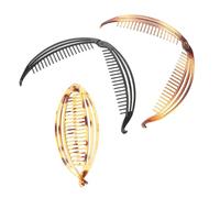 PACKOVE Pinzas Pelo Vintage Tipo Plátano 3 Unidades Tamaño Pequeño PC Negro, Ámbar y Leopardo Claro, Clip para Cabello Grueso y Rizado, Accesorios para Mujer y Niña en Uso Diario