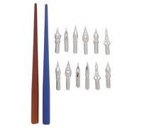 PACKOVE Plumas de Caligrafía con Punta de Cincel Juego de 2 Sets y Mango de Madera de Acero Inoxidable Diseño Ergonómico y Minimizar para Dibujo y Caligrafía para Uso Prolongado