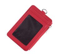 PACKOVE Portatarjetas PU de Cuero Rojo Funda para Tarjetas de Identificación con Clip Telescópico Soporte Multifuncional para Oficina Escuela y Uso Diario