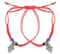PACKOVE Pulsera Del Mal De Ojo Trenzada Roja, Pulsera De Hilo Ajustable Dos Cuentas Redondas, Accesorio Unisex Para Protección y Buena Suerte, Tamaño Regulable, Estilo Casual Para Diario y Fiestas