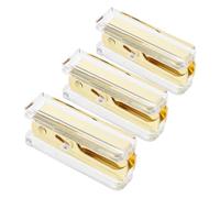 PACKOVE Quitagrapas de Escritorio Transparente de Acrílico Detalles Dorados, Mini Quitagrapas Ergonómico 3 Unidades para Oficina, Hogar y Escuela, Extractor de Grapas Portátil Práctico