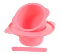 PACKOVE Recipiente De Silicona Para Derretir Cera y Mascarillas 1 Set Grande 400 Ml Resistente a Altas Temperaturas Práctico Para Depilación Con Varilla Mezcladora Rosa