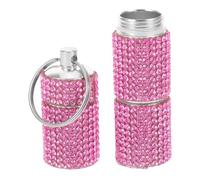 PACKOVE Rhinestone Small Pill Container Keychain with Compartments Portable Medicine Organizer Lightweight Travel Holder For Vitamins and Supplements