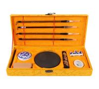 PACKOVE Set de Caligrafía Tradicional 11 Piezas para Estudiantes, Incluye Pinceles Portátiles, Piedra de Tinta Profesional y Papel de Caligrafía, Adecuado para Práctica Escolar y Arte