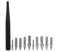 PACKOVE Set de Puntas de Pluma de Inmersión Soporte de Madera y Puntas Intercambiables de Acero Inoxidable para Escribir, Dibujar y Firmar Control Suave y Agarre Cómodo