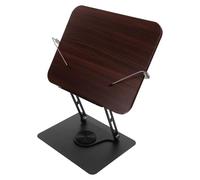 PACKOVE Soporte para Libros Base Metálica Giratoria 360° Color Nogal, Estante Compacto para Partituras y Recetas, Atril Multifuncional de Aluminio y Tablero de Densidad para Escritorio