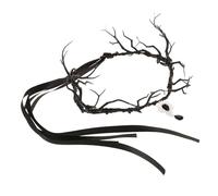 PACKOVE Tocado De Halloween Coronas De Hadas Del Bosque Tocado De Bosque Decoración Gótico Diadema De Asta Floral Anillo Para Cornamenta Víspera De Todos Los Santos Rama El Plastico Black