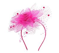 PACKOVE tocado de malla despedida de soltera accesorios para el cabello para mujeres Tocados novia venda té casarse Tadera fascinadora de mujeres tocado de fiesta de boda nupcial Rosado