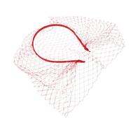 PACKOVE Tocado Pastillero Velo de Malla Rojo Vibrante, Diadema para Mujer Velo Facial Completo, Accesorio para Bodas, Fiestas y Eventos Sociales, Diseño Retro Años 20, Cómodo y Ligero