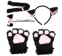 PACKOVE Traje De Chica Gato Diadema Orejas De Gato Rabo y Pajarita Para Disfraz De Para Cosplay Disfraz De