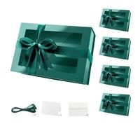 PACKQUEEN 5 cajas de regalo grandes con ventanas, 13.5 x 9 x 4.1 pulgadas, cajas de regalo verdes para regalos que contienen cintas, tarjetas, cajas de propuesta de padrinos de boda, cajas de regalo