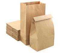 PACKRA - 50 Bolsas de Papel Kraft 14 x 26 x 7cm, Bolsa de Regalo con Base, Bolsa de Papel de Alimentos para Sándwich, Chuches, Dulces, Calendario de adviento (50, 14cm x 26cm x 7cm)