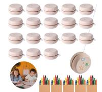 Packs 25/50/100 Yoyos de Madera para Personalizar con Ceras de Colores - Yoyos para Cumpleaños Regalos Infantiles - Lote de Yoyos de Madera DIY (25)