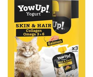 Packs de 3 Yogur para Gatos - Puede ser de Hair&Skin Salmón, LCASEI Pavo, Natural o Mix - Sin Aditivos - 85 gr x 3 = 255 gr - ANIMALUJOS (Pack 3 Yogures, Hair&Skin Salmón)