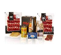 PACKS SNACKS + CERVEZAS (6 cervezas 1906, 2 sobres lóncheados paleta ibérica, fuet loncheado, queso manchego loncheado, berberechos, aceitunas rellenas de anchoa y picos rústicos.