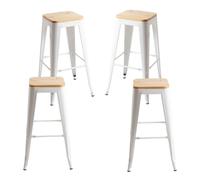Packs Taburetes Altos - Pack 4 Taburetes Torix Madera Natural - Blanco