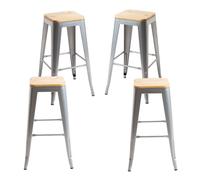 Packs Taburetes Altos - Pack 4 Taburetes Torix Madera Natural - Gris metalizado