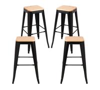 Packs Taburetes Altos - Pack 4 Taburetes Torix Madera Natural - Negro mate
