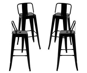 Packs Taburetes Altos - Pack 4 Taburetes Torix Respaldo - Negro