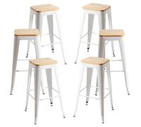 Packs Taburetes Altos - Pack 6 Taburetes Torix Madera Natural - Blanco