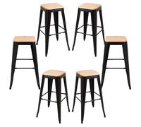 Packs Taburetes Altos - Pack 6 Taburetes Torix Madera Natural - Negro mate