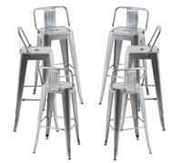 Packs Taburetes Altos - Pack 6 Taburetes Torix Respaldo - Gris metalizado