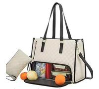 Packuum 3 in 1 Tote Bag, 2025 NEW 2 in 1 Tote Bag Lunch Bag Combo with Insulated Lunch Compartment, 15.6 Inch (Off-white)