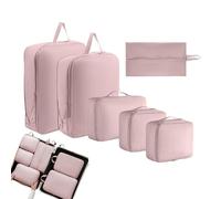 Packwürfel für Reisen - 6 Stück Leichte Aufbewahrungsbeutel | Kompressions Reisetaschen | Für Kleidung Schuhe Hosen Socken Männer Frauen Jugendliche Teenager Ehefrau Urlaub, rosa, Se référer au