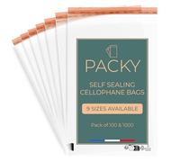 PACKY - Bolsas Celofan Transparente Autoadhesivas - 9 Tamaños Disponibles - Bolsas Con Cierre Adhesivo - Embalaje Con Cierre - Modelo Pequeñas o Grandes - 18x27 cm Lote de 100