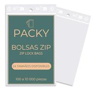 PACKY - Bolsas Zip - Bolsas Autocierre - 24 Tamaños Disponibles - 100 a 10000 Piezas - Bolsas Plastico Autocierre - Bolsas con Cierre Zip Alimentos - Pequeñas y Grandes - 5x7 cm Lote de 10000