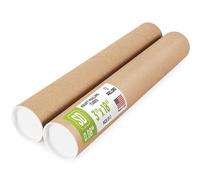 Paclord Tubo de correo de papel kraft reforzado de 3 x 18 pulgadas, paquete de 2 tubos con 4 tapas, tubo de póster seguro aprobado por USPS, tubo de cartón para envío y almacenamiento de carteles