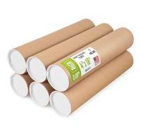 Paclord Tubo de correo de papel kraft reforzado de 4 x 18 pulgadas, paquete de 6 tubos con 12 tapas, tubo de póster seguro aprobado por USPS, tubo de cartón para enviar y almacenar carteles