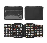 PACMAXI Estuche Organizador de Pines esmaltados, Almacenamiento y exhibición de Pines de Viaje (Pines no incluidos), Negro con 4 Anillas
