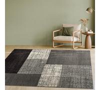 Paco Home Alfombra De Diseño Moderna A Cuadros Mezcla En Gris Crema Marrón, tamaño:120x170 cm