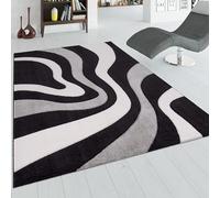 Paco Home Alfombra De Diseño Moderna con Ondas Abstractas Contorneada Tamaños, tamaño:200x290 cm, Color:Negro