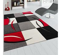 Paco Home Alfombra De Diseño Perfilado - A Cuadros En Rojo Negro, tamaño:160x230 cm