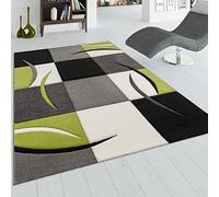 Paco Home Alfombra De Diseño Perfilado - A Cuadros - Verde Negro, tamaño:120x170 cm