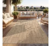 Paco Home Alfombra De Exterior Resistente A La Intemperie Balcón Pasillo Salón Diseño Boho Abstracto Efecto 3D Geométrico Beige, tamaño:120x160 cm